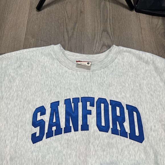 Vintage Y2K Sanford University Crewneck Sweatshirt College Grey Pro-Weave Small - Picture 2 of 6